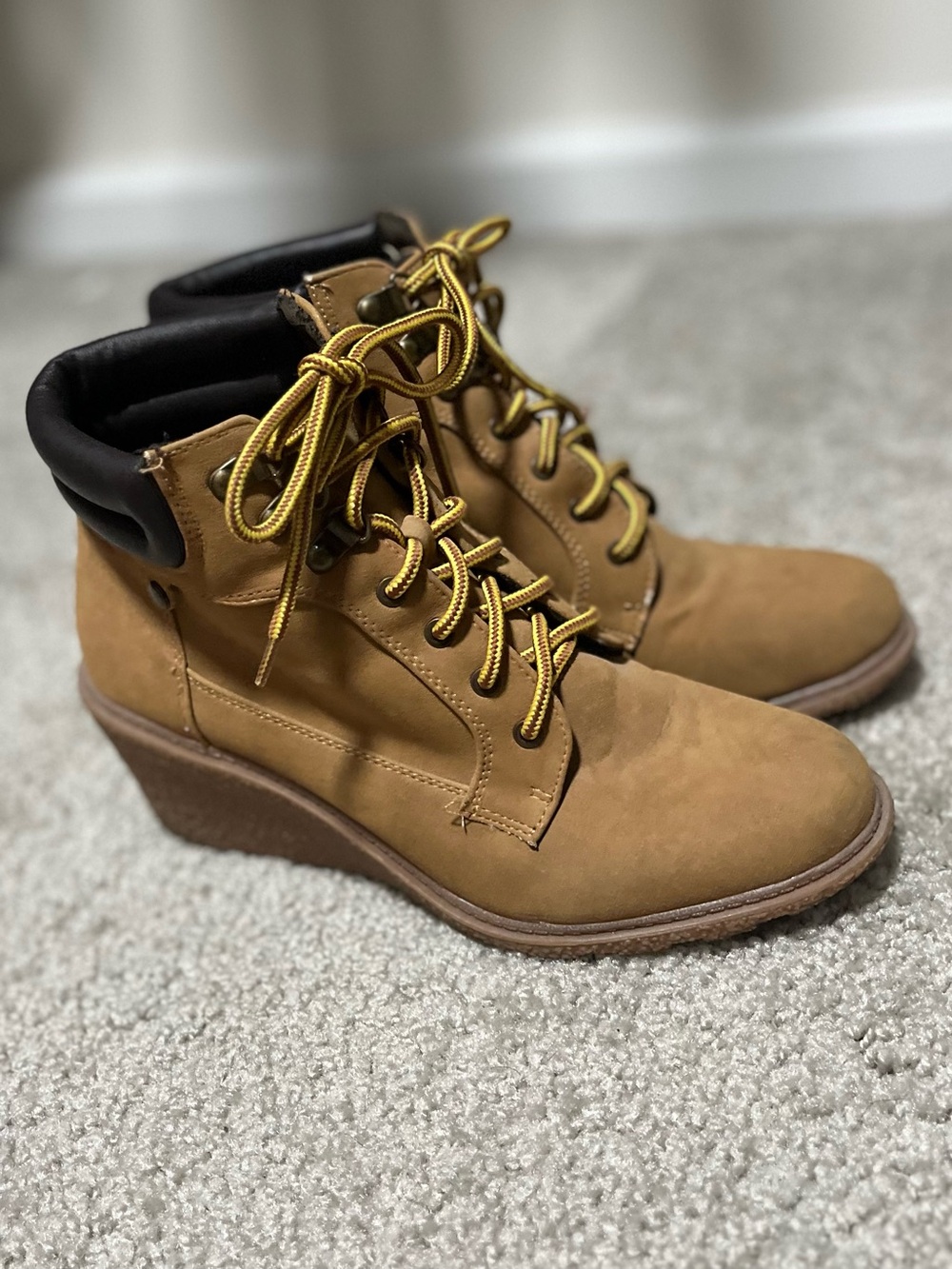 UNIONBAY Wedge Lace-Up Boots with Black Collar